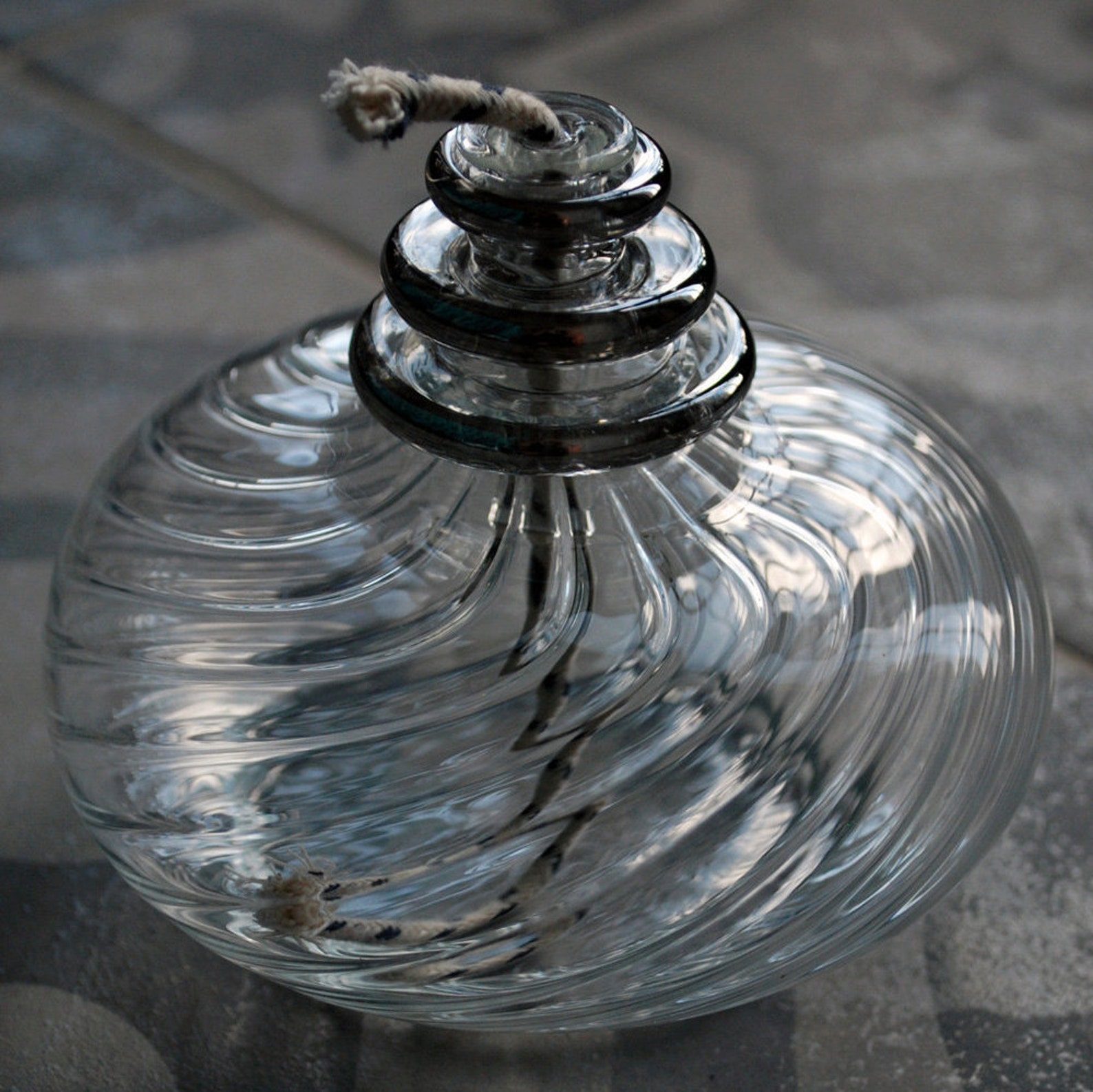 Handblown Oil Lamp/hand Painted Glass Oil Lamp/garden Lighting/outdoor