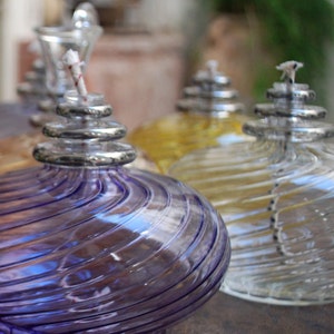 Handblown Oil Lamp/Hand Painted Glass Oil Lamp/Garden Lighting/Outdoor Lighting/Indoor Lighting/Table Décor/Lights/Lamp/Interior Décor
