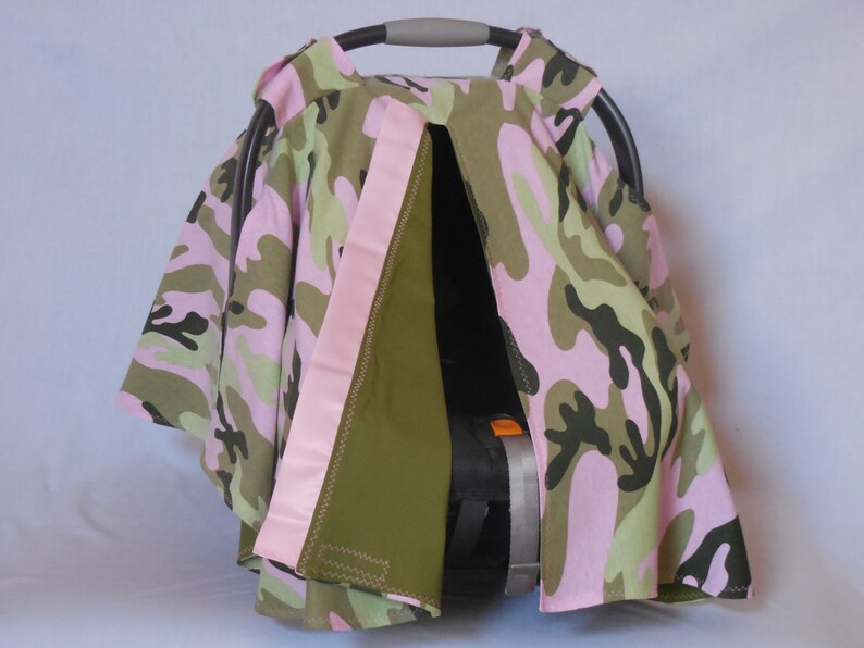 Pink camo baby car seat cover/canopy Etsy