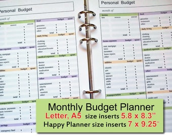 budget inserts etsy