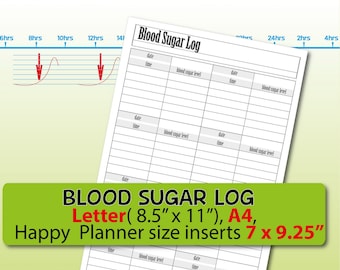 blood sugar log etsy