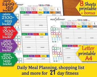 happy planner size 1200150018002100 2300 Calories Tracking | Etsy