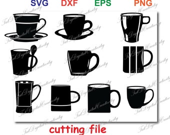 Coffee Cup SVG Bundle: Clipart, Cut Files (Digital Download)