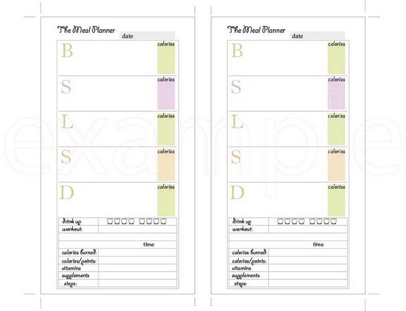 Daily Meal Planner Personal Size Inserts Printable Points - Etsy