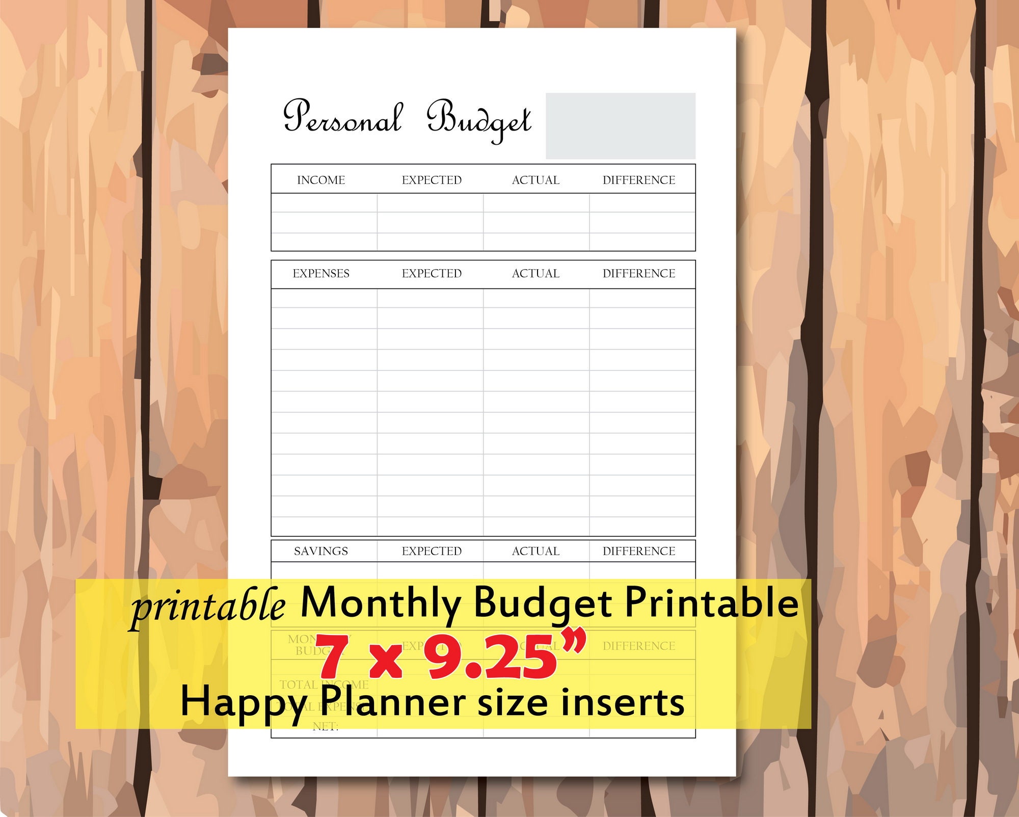Budget Printable Happy Planner Size Inserts Monthly Budget - Etsy