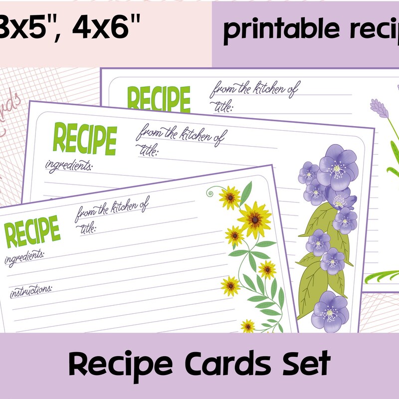 3 X 5 Recipe Cards - Etsy