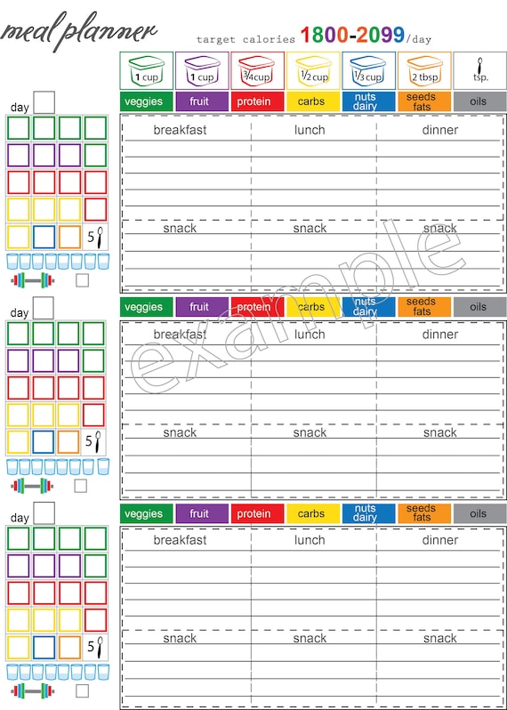Daily Meal Planner Printable Food Journal Calorie Meal Plan - Etsy
