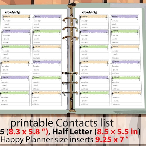 Printable Address Page Instant Download Sizes: A5 A6 | Etsy