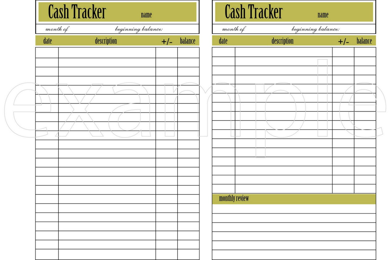 Cash Tracker, Money Organizer, Cash Organizer, Personal Finance