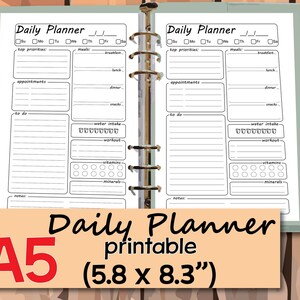 Daily Planner Printable, A5 Planner Inserts, Daily Journal, Daily ...