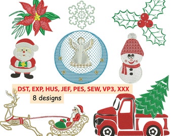 Christmas set machine emboidery design, Xmas embroidery set  - Instant Download