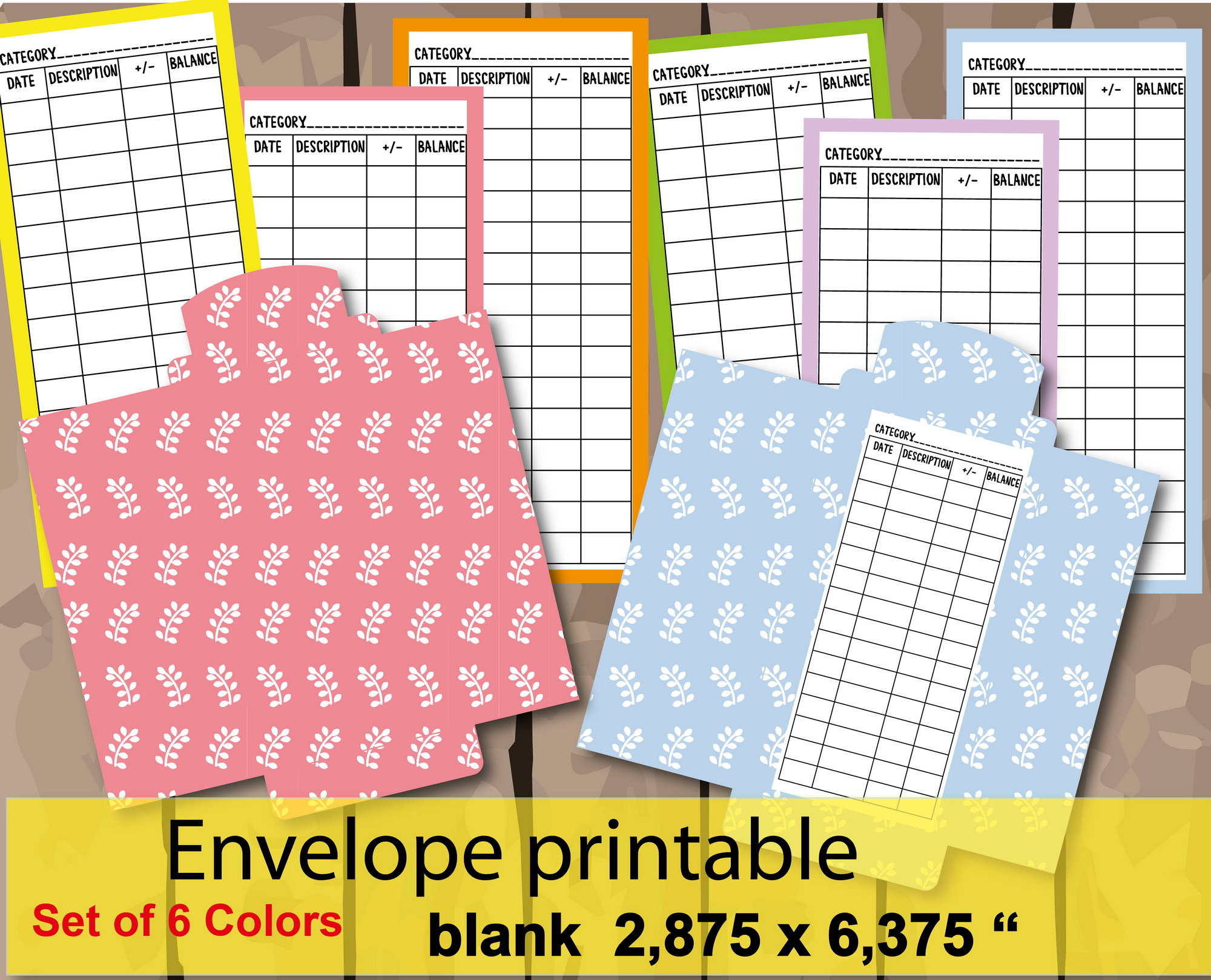 money tracker cash tracker printable envelopes set of 6 etsy