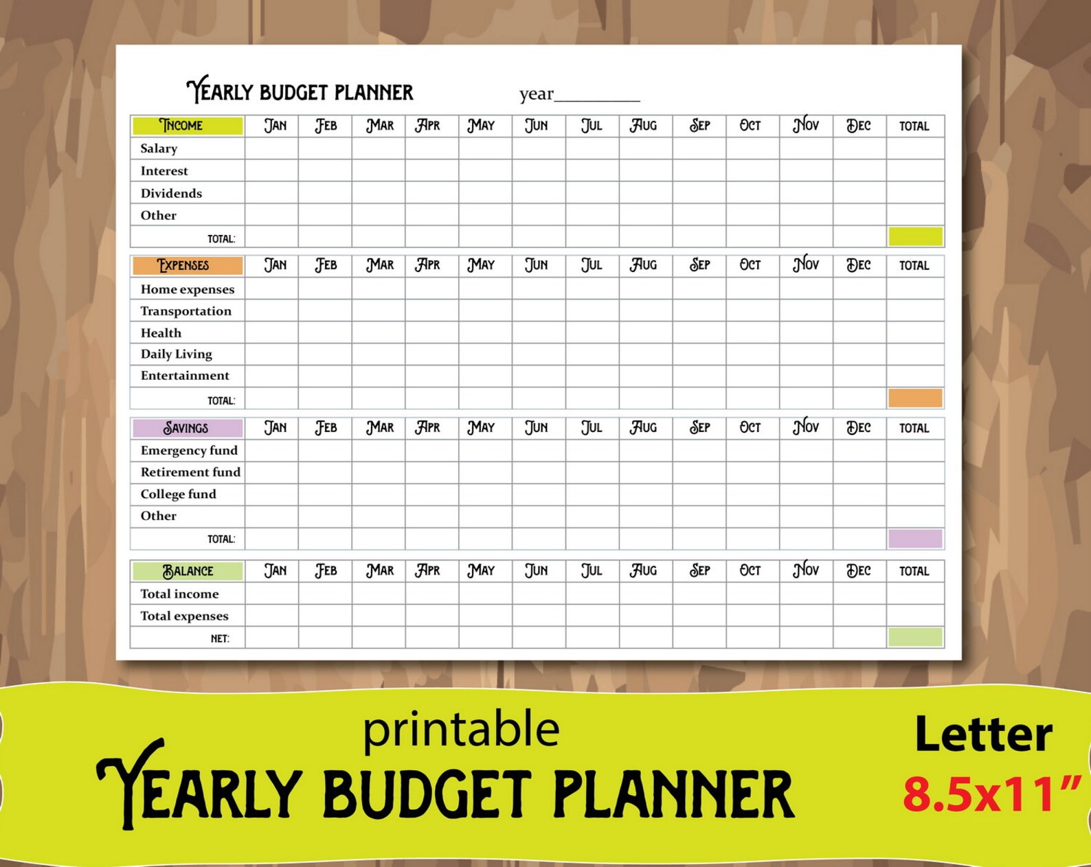 Yearly Budget Planner, Yearly Budget Track, Printable Budget Planner ...