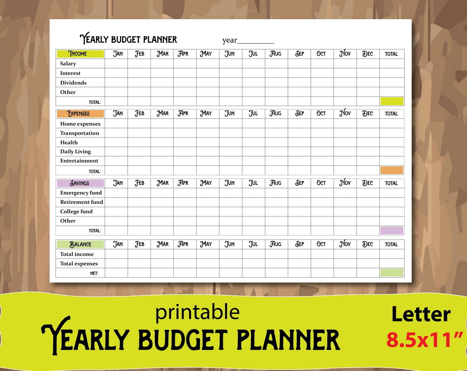 Yearly Budget Planner, Yearly Budget Track, Printable Budget Planner ...