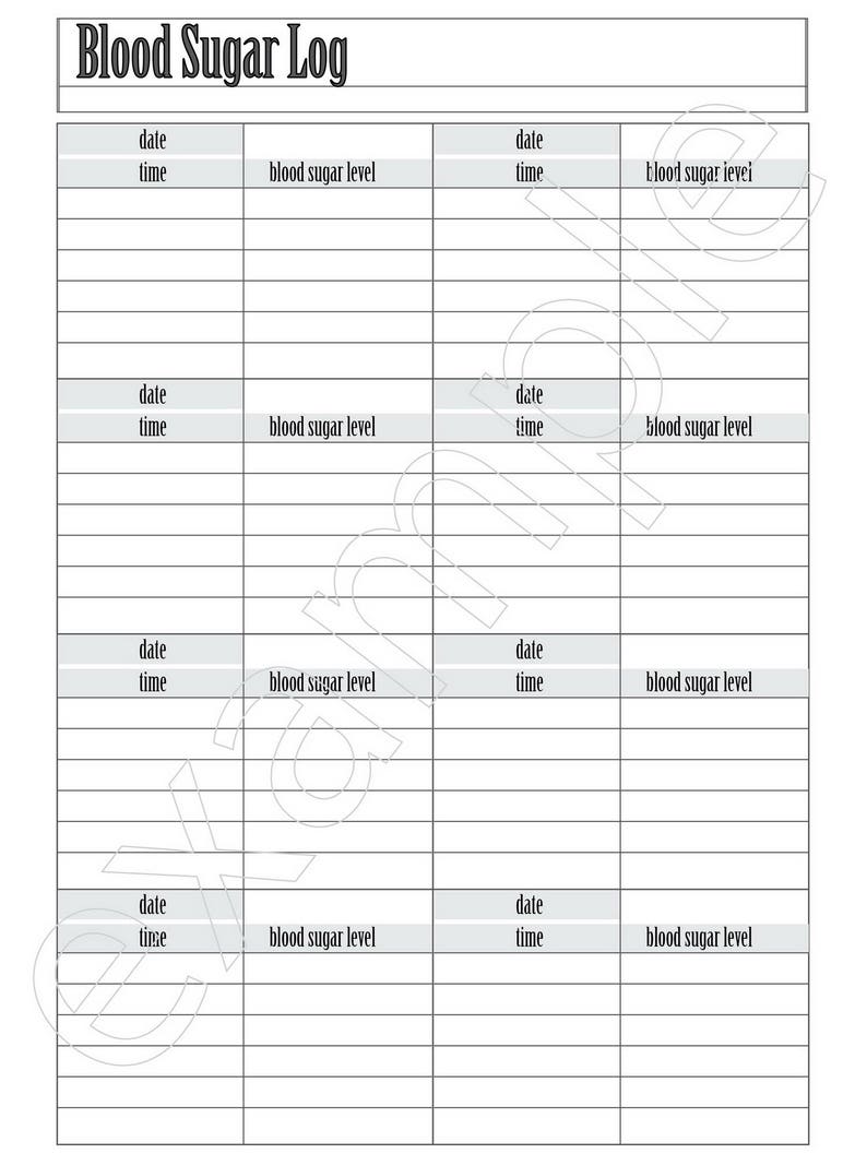 Blood Sugar Log Diabetic Logblood Sugar Track Diabetic Etsy Canada