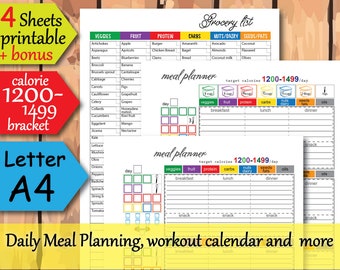 1200 Calorie Diet Plan: Daily Meal Planner, Grocery List (PDF Download)