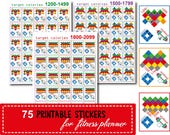 Fitness Planner Stickers Printable -1200-1499,1500-1799, 1800-2099 Calories - Water & Workout Tracking - Instant Download