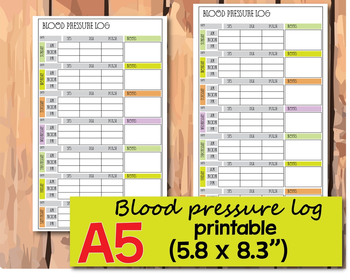 Blood Pressure Log Printable Blood Pressure Tracker Pulse - Etsy UK