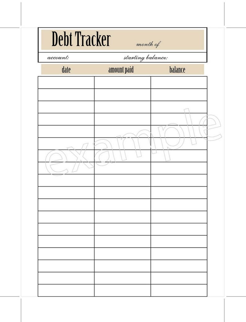 Debt Tracker, Debt,monthly Debt, Debt Payment, Debt Organizer, Finance