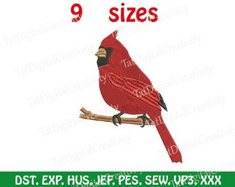 Cardinal Embroidery Design, Christmas Machine Embroidery Design, Cardinal Embroidery Pattern , 9 sizes - Instant Download