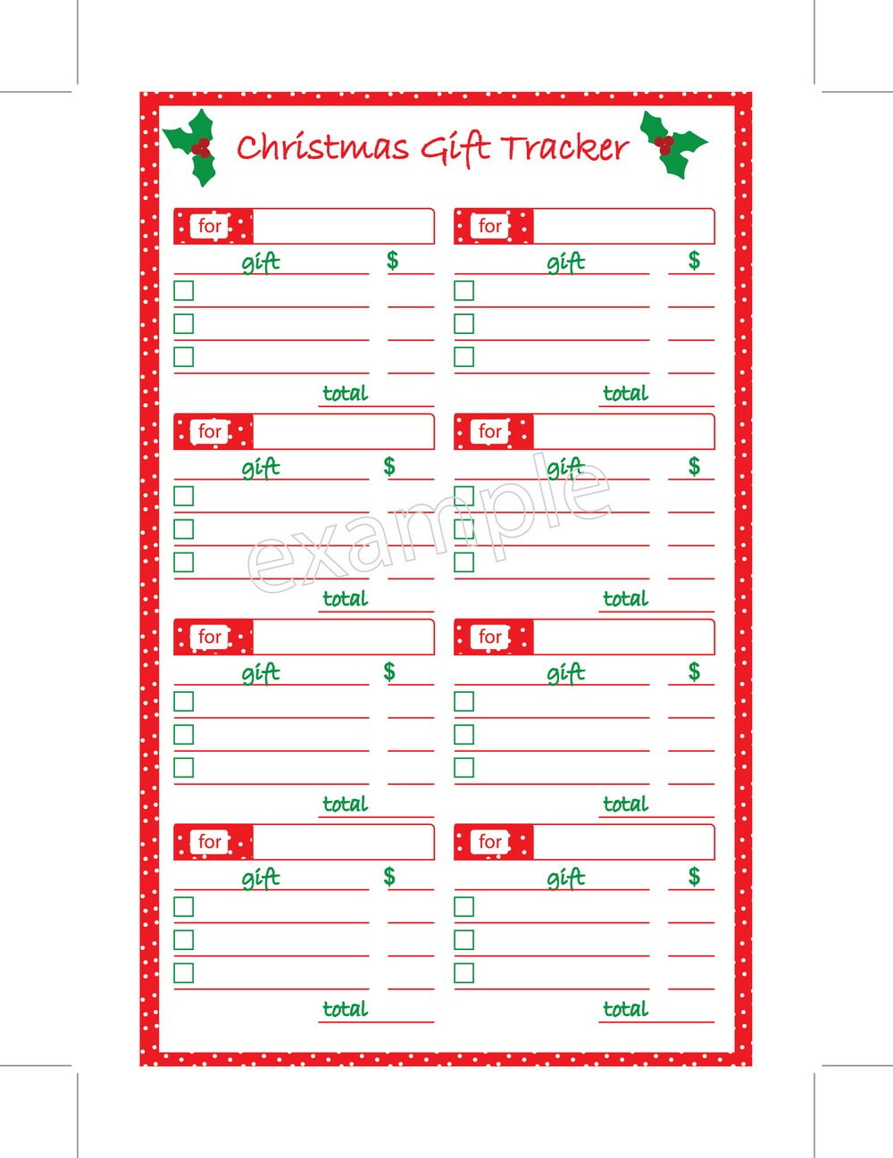 Christmas Gift Tracker Printables A5 Inserts Christmas Etsy