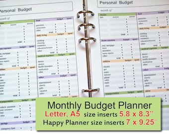 monthly budget sheet,2024 budget planner, budget planner template ,budget planning sheets, happy planner budget insert-Instant Download