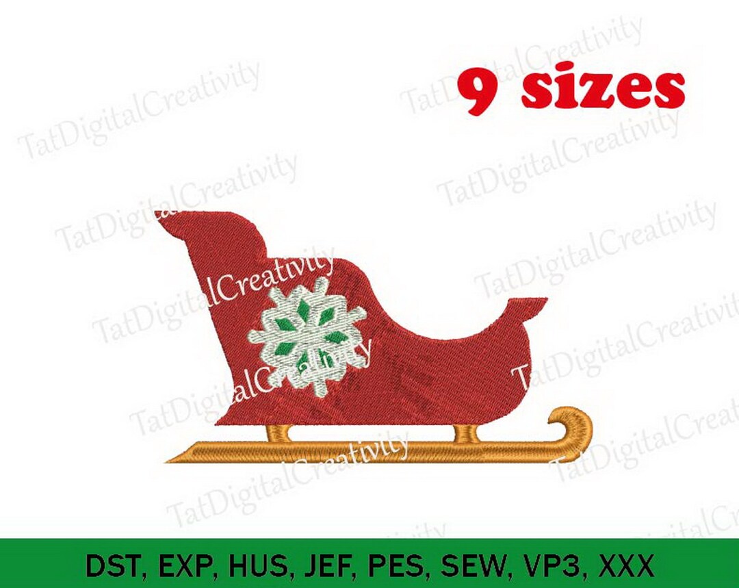 Santa Sleigh Embroidery Design, Christmas Machine Embroidery Design ...