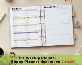 Weekly Schedule Planner Printable: A5 & Happy Planner Size (Instant Download)