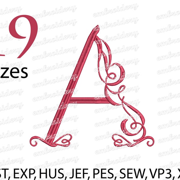 Letter A Uppercase Machine Embroidery Design, Letter A  Pattern, Buchstabe A Stickerei,Lettera A Ricamo, Letra A bordado - Instant Download