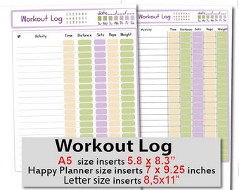 workout tracker printable, daily workout log, exercise journal, workout log -Instant Download