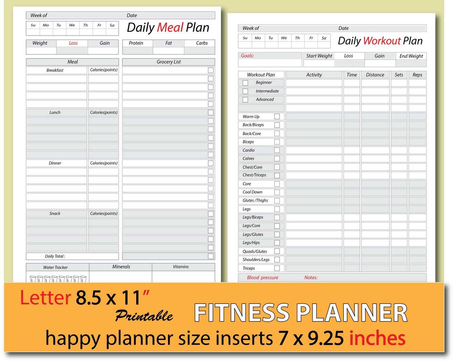Meal Planner Weight Loss Journal Food Journal Food Diary Etsy