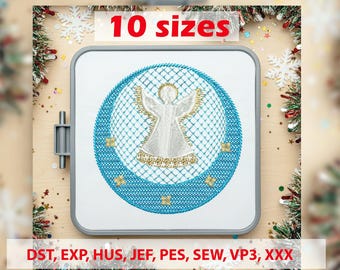 Christmas Angel Embroidery Design: Silhouette Pattern (Instant Download)