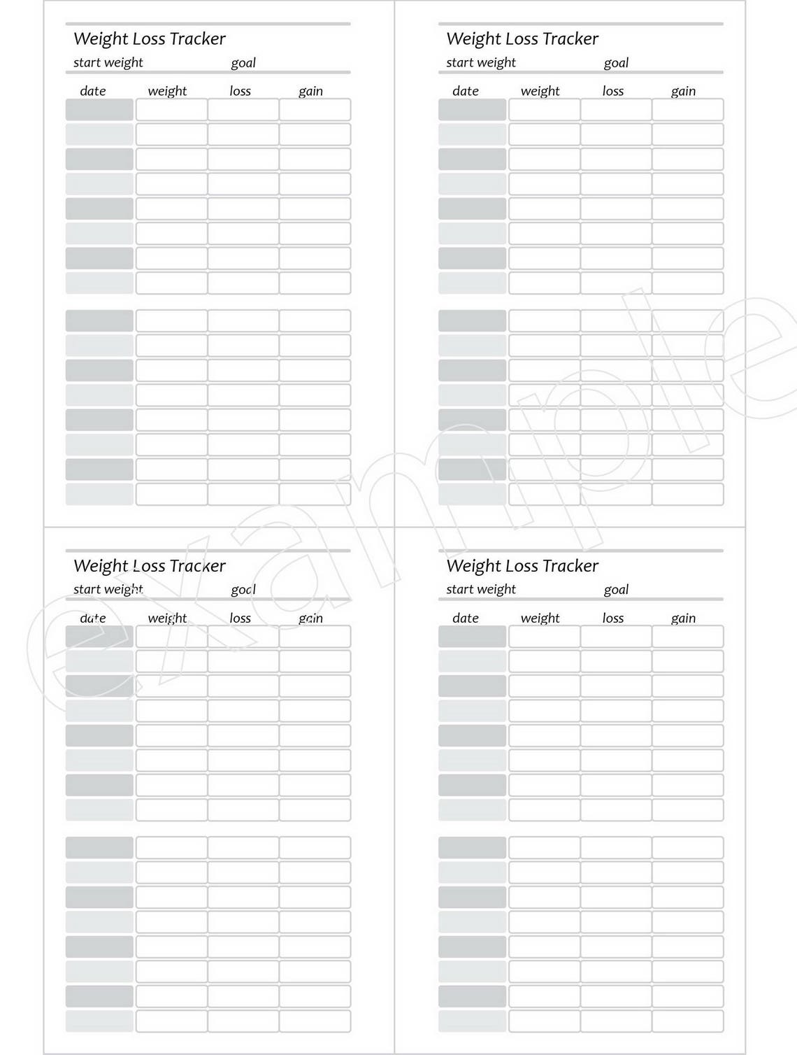 Weight Loss Tracker Planner Insert Printable Weight Loss Log Etsy