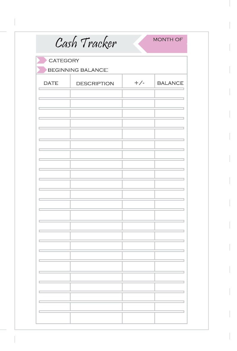 Cashless Envelope Tracker Printable Free