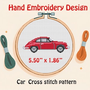 Car Cross Stitch Pattern: Easy Hand Embroidery Design (PDF Pattern)