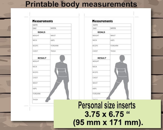 Body Measurements Tracker Printable Personal Size Planner | Etsy
