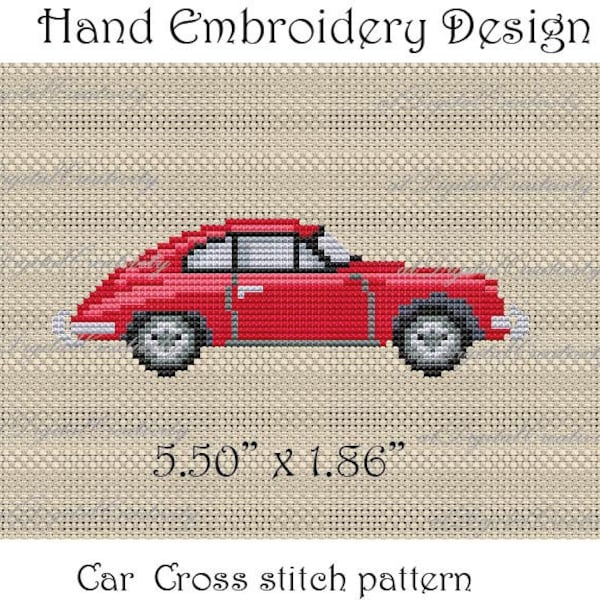 Car Cross stitch pattern, Car Hand Embroidery Pattern - Instant Download