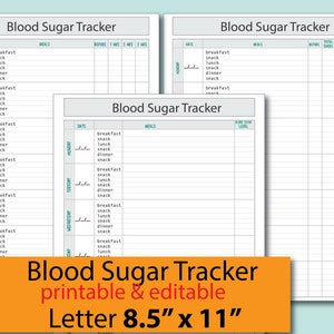 Blutzucker-Tracker, Blutzucker-Tracker, Diabetiker - Printable / Bearbeitbar für Gesundheit, Medizin, Blutzucker-Tracker - Instant Download