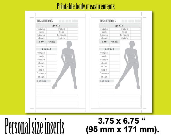 weight loss tracker personal size planner inserts body etsy