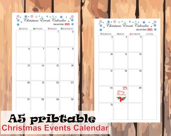 Christmas Advent Calendar dezember 2021, Christmas inserts, Christmas Printable, Holiday Calendar 2021,  a5 inserts - Instant download