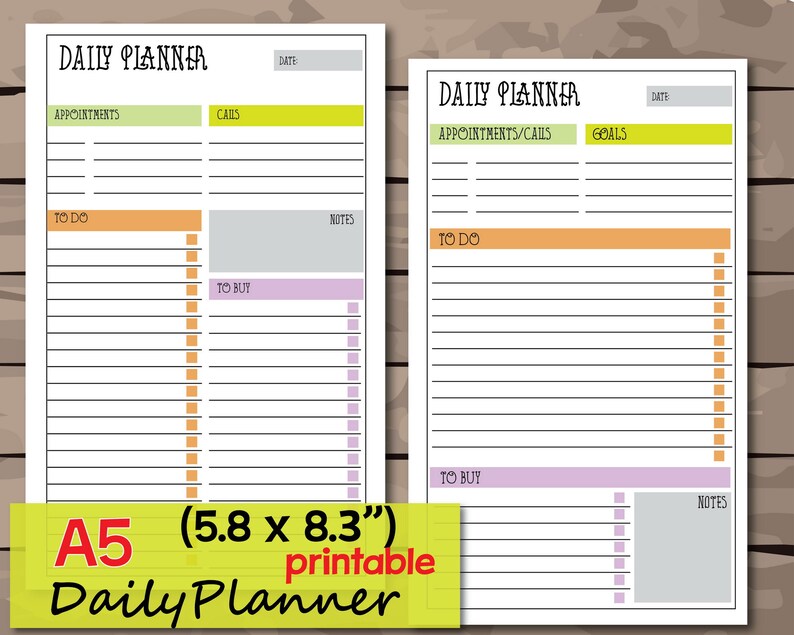 Daily to Do List, A5 Day Planner Organizer,a5 Daily Planner, Daily ...