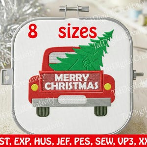 Christmas Tree Truck Embroidery Design: Holiday Pattern (Instant Download)