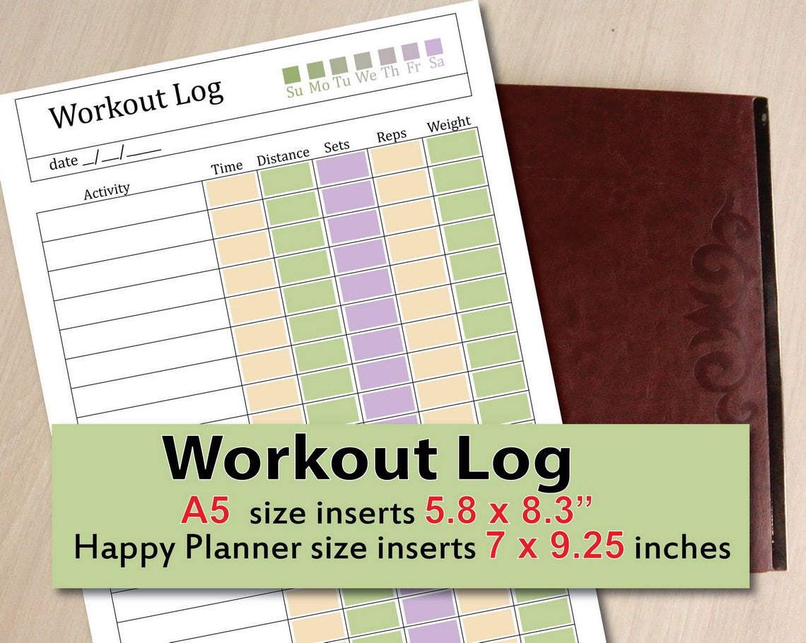 Fitness Journal Happy Planner Size Inserts Exercise Tracker - Etsy