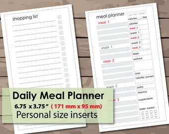 Daily Meal Planner: Personal Size Food Journal & Shopping List (Digital Download)