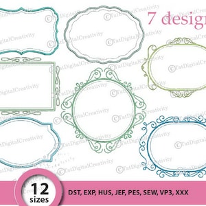 Frame embroidery designs set, machine embroidery design, frame embroidery pattern,Monogram embroidery file - instant download