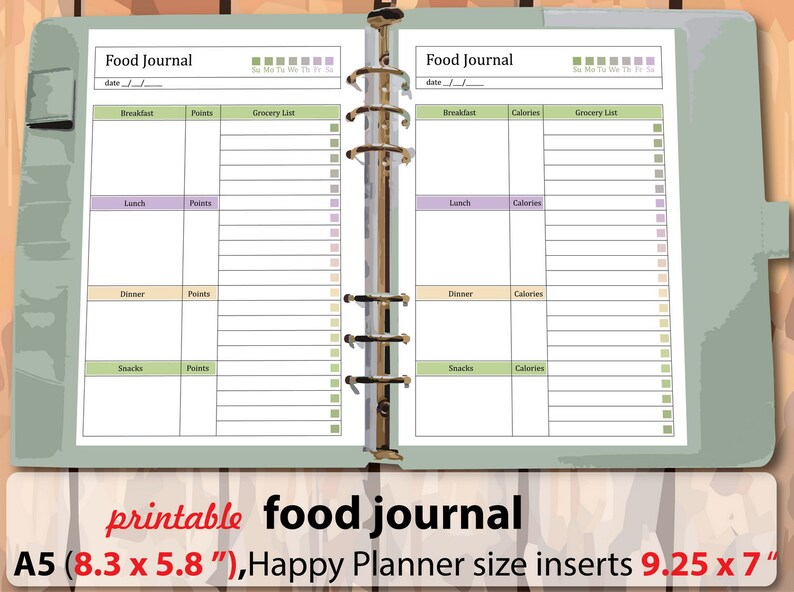 Easy Diet Plan Printable Food Journal Weight Loss Tracker - Etsy