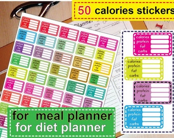 printable calorie stickers, fitness planner sticker,  weight loss diet planner stickers , food journal sticker - Instant Download