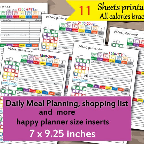 21 Day Meal Planner 1200 1500 1800 2100 2300 Calories - Etsy