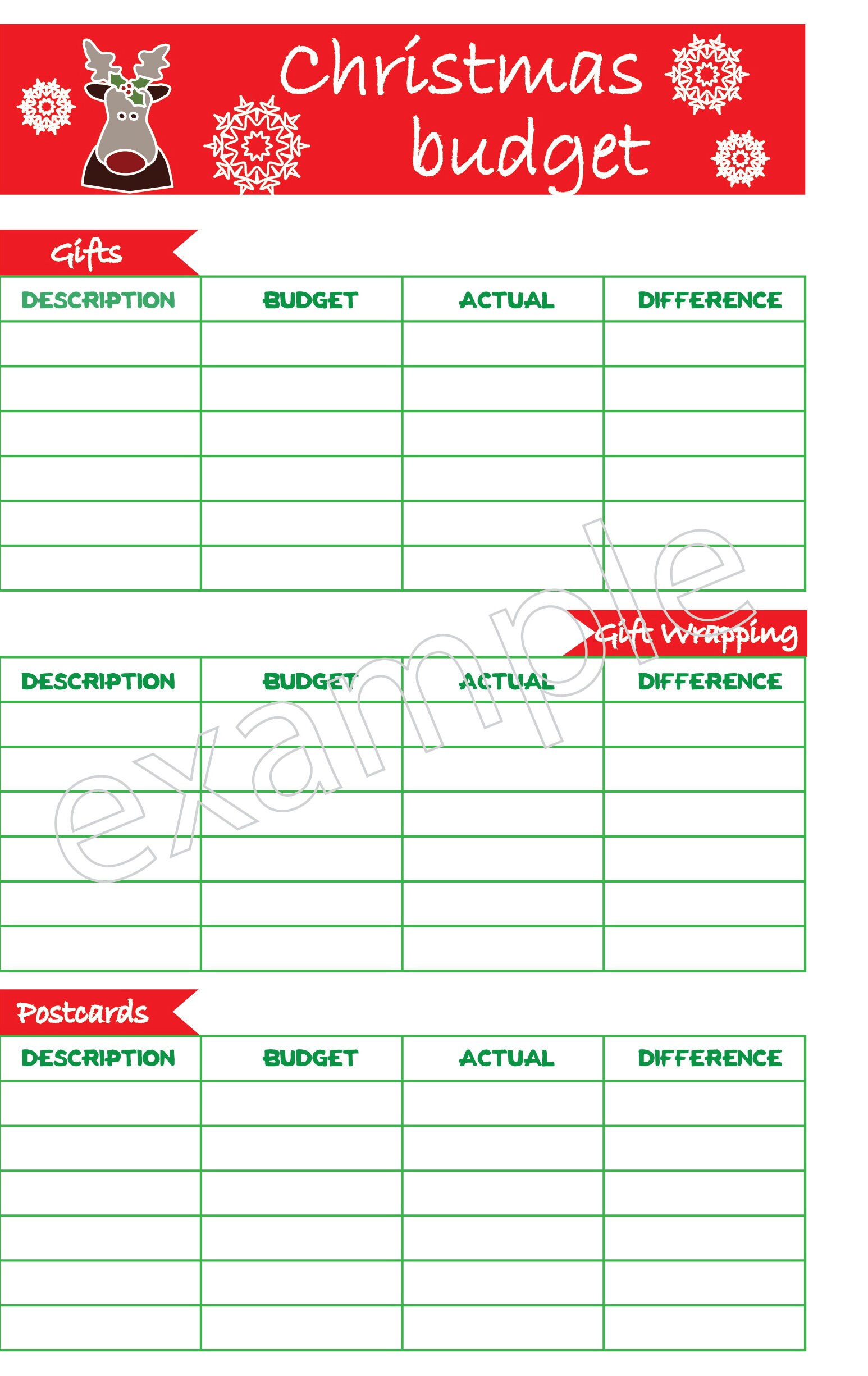 Christmas Budget Printables Christmas Budget Template Etsy
