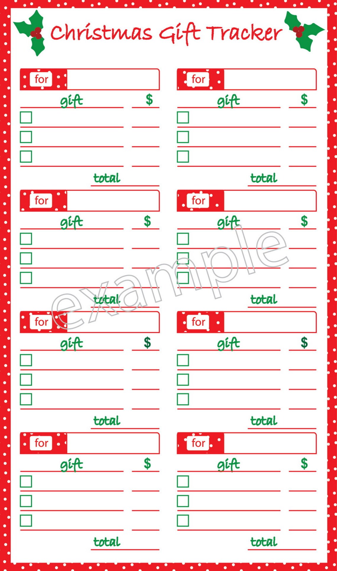 Christmas Gift Tracker Printables A5 Inserts Christmas - Etsy